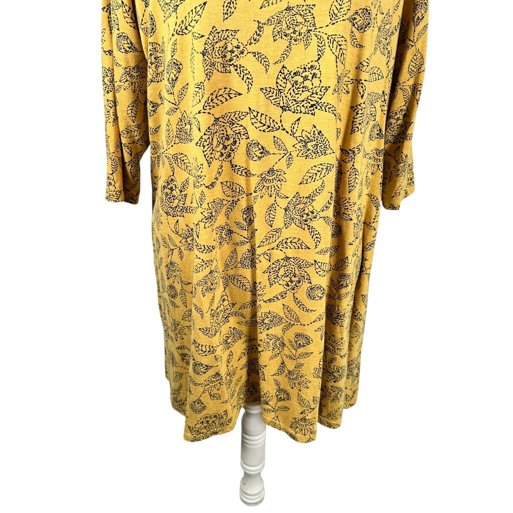 J Jill Pure Jill Ballet Sleeve Tunic Top Chamomile Yellow Floral Boho Size XL - Picture 4 of 10